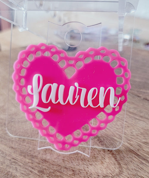 Personalized Lace Heart Valentine's Stanley Lid Topper