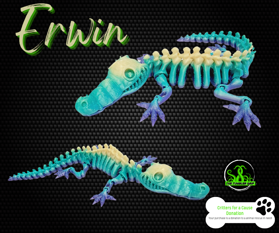 ERWIN Croc Critters FUR A CAUSE Articulated 3D Print FREE Shipping The Tumbler Grip