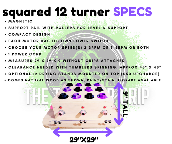 12 Arm Squared Turner - Turner + 12 Tumbler Grips