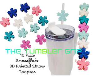 10 Piece Set Christmas SNOWFLAKE Straw Toppers