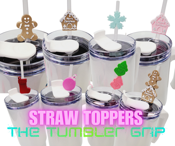 10 Piece Set Christmas SNOWFLAKE Straw Toppers