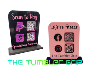 Two QR Code Social Media "Let's Be Friends" Acrylic Display