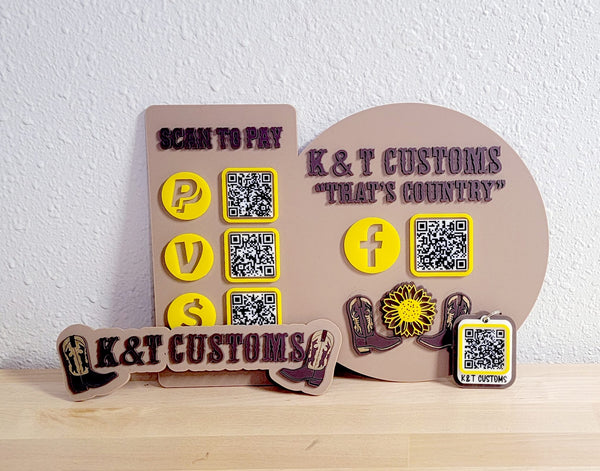 1 Social Media + 3 Payment Icons // Social Media & Payment Center Sign // Custom Business Logo Design