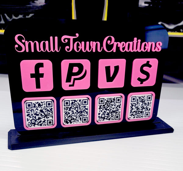 5 QR Code Rectangle Social Media & Payment Center Display for your Business