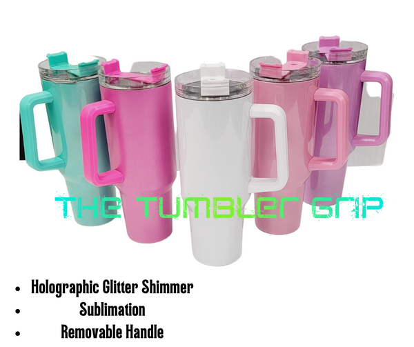 40 oz. Stainless Steel Tumbler with Handle, Holographic Shimmer, Sublimation