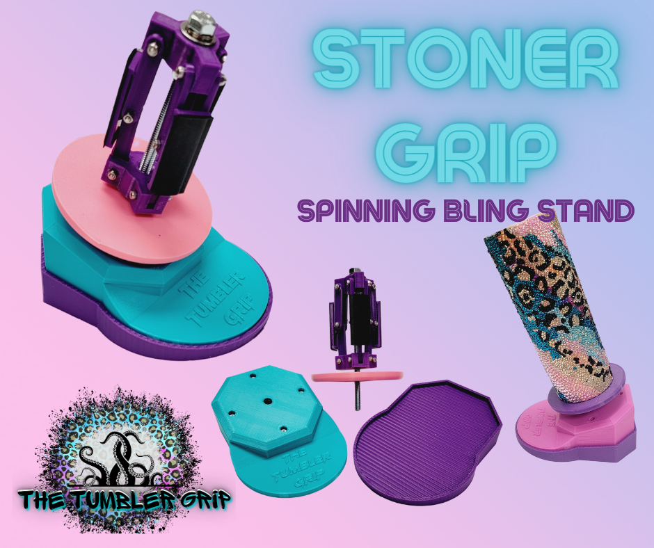 The Stoner Grip. Spinning Bling Stand for Blinging Tumblers