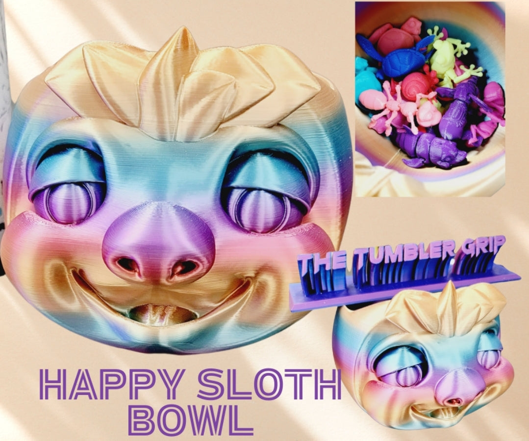 Happy Sloth 3D Printed Bowl - Choose Size - Printed with Earthy Color Changing Filamment
