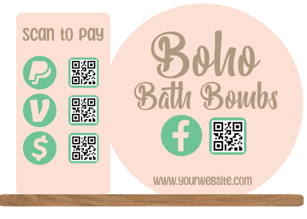 2 Social Media + 3 Payment Icons // Social Media & Payment Center Sign // Custom Business Logo Design