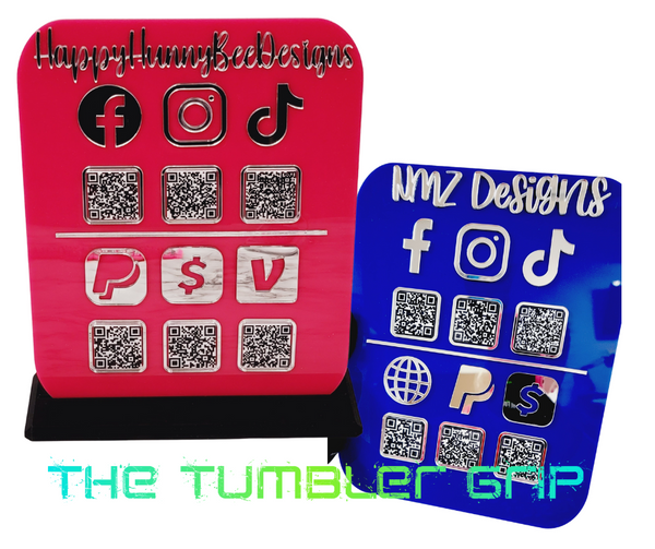 BUNDLE DEAL: All-In-One Six QR Code Social Media and Payment Center Display for your Business + QR Keychain + AND Physical Watermark Bundle