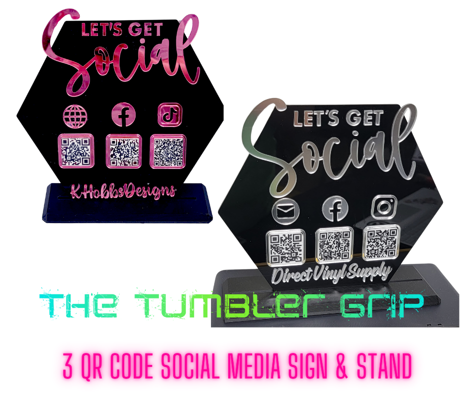 Hexagon "Let's Get Social" 3 QR Code Social Media Display for your Business