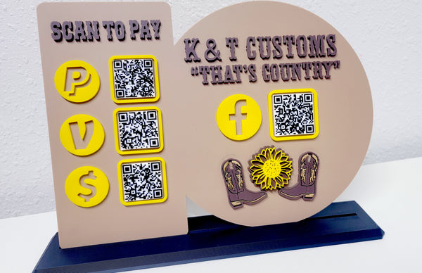 1 Social Media + 3 Payment Icons // Social Media & Payment Center Sign // Custom Business Logo Design