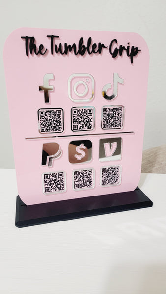 The All-In-One Six QR Code Social Media and Payment Center Display for your Business