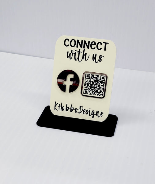 Single QR Code "Connect with Us" Mini Acrylic Sign