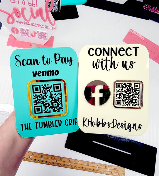 Single QR Code "Connect with Us" Mini Acrylic Sign