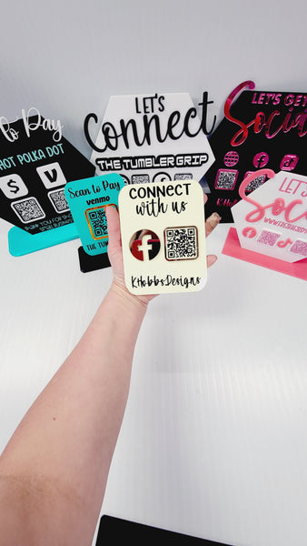 Single QR Code "Connect with Us" Mini Acrylic Sign
