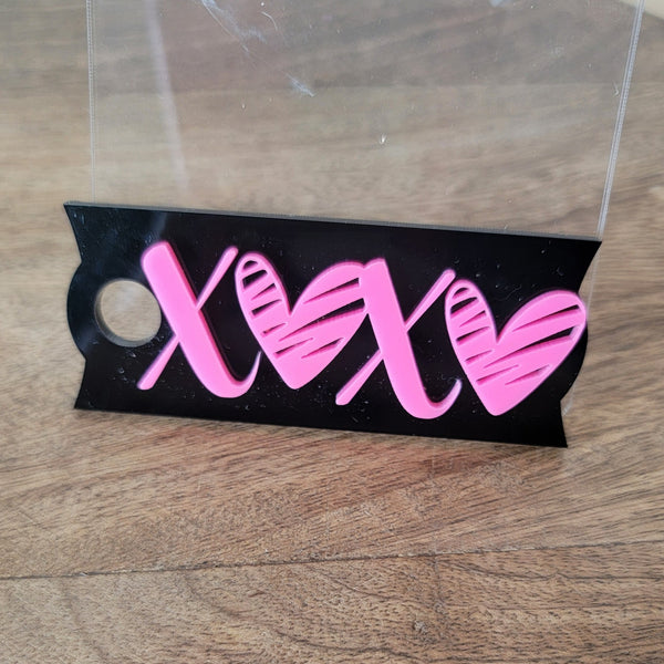 Black & Hot Pink XOXO Valentine's Stanley Lid Topper