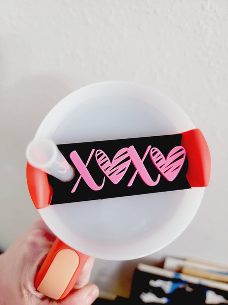 Black & Hot Pink XOXO Valentine's Stanley Lid Topper