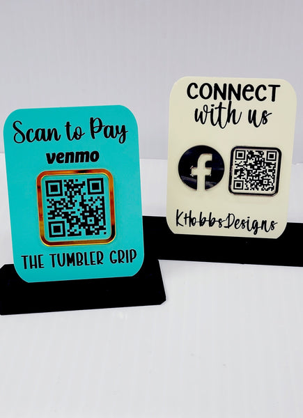 Single QR Code "Connect with Us" Mini Acrylic Sign