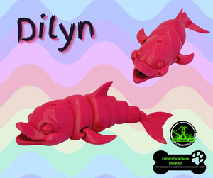 DILYN Dolphin - Critters FUR A CAUSE Articulated 3D Print FREE Shipping