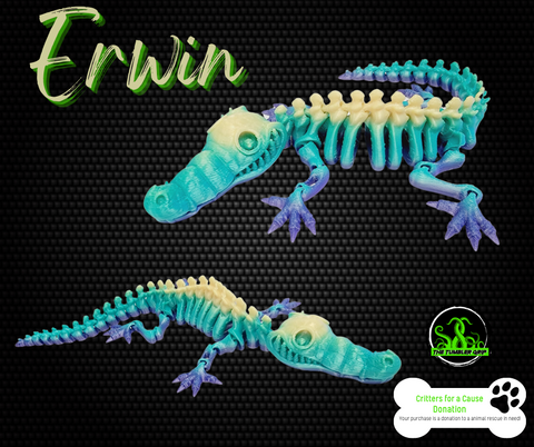 ERWIN Croc - Critters FUR A CAUSE Articulated 3D Print FREE Shipping