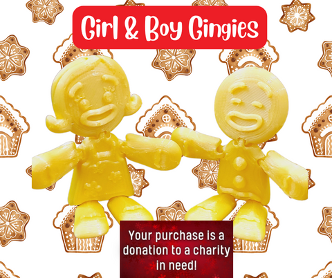 Boy & Girl Gingerbread Friends - Critters FUR A CAUSE Articulated 3D Print FREE Shipping - Your purchase is a Donation to a Charity in Need
