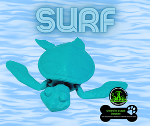 SURF Sea Turtle - Critters FUR A CAUSE Articulated 3D Print FREE Shipping