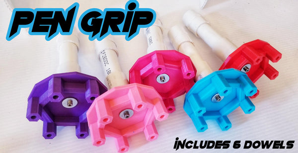Pen Grip Attachment in your Color Choice, Dowel Rods included